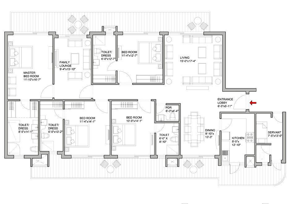 4BHK+S+FAMILY LOUNGE floor plan