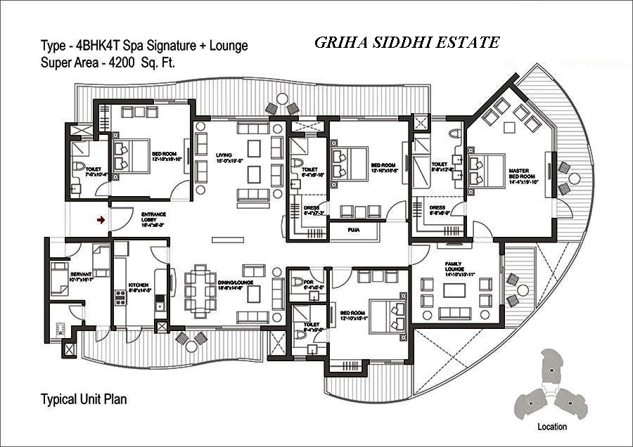 4BHK+S+FAMILY LOUNGE floor plan